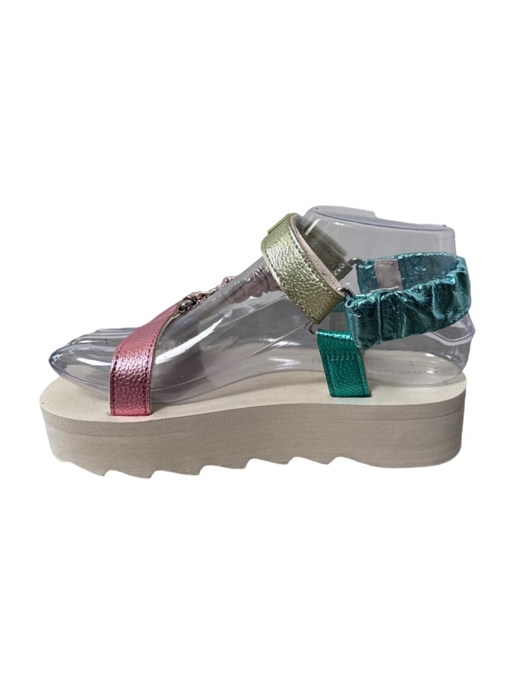 Kurt Geiger London Mini Orion Sandals Size 2 Rainbow Metallic Platform - Picture 11 of 11
